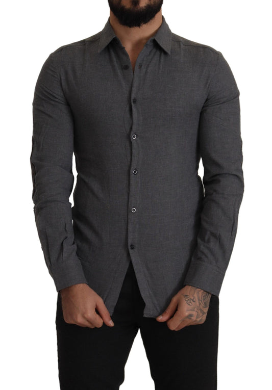 Chemise décontractée en coton gris foncé pour hommes