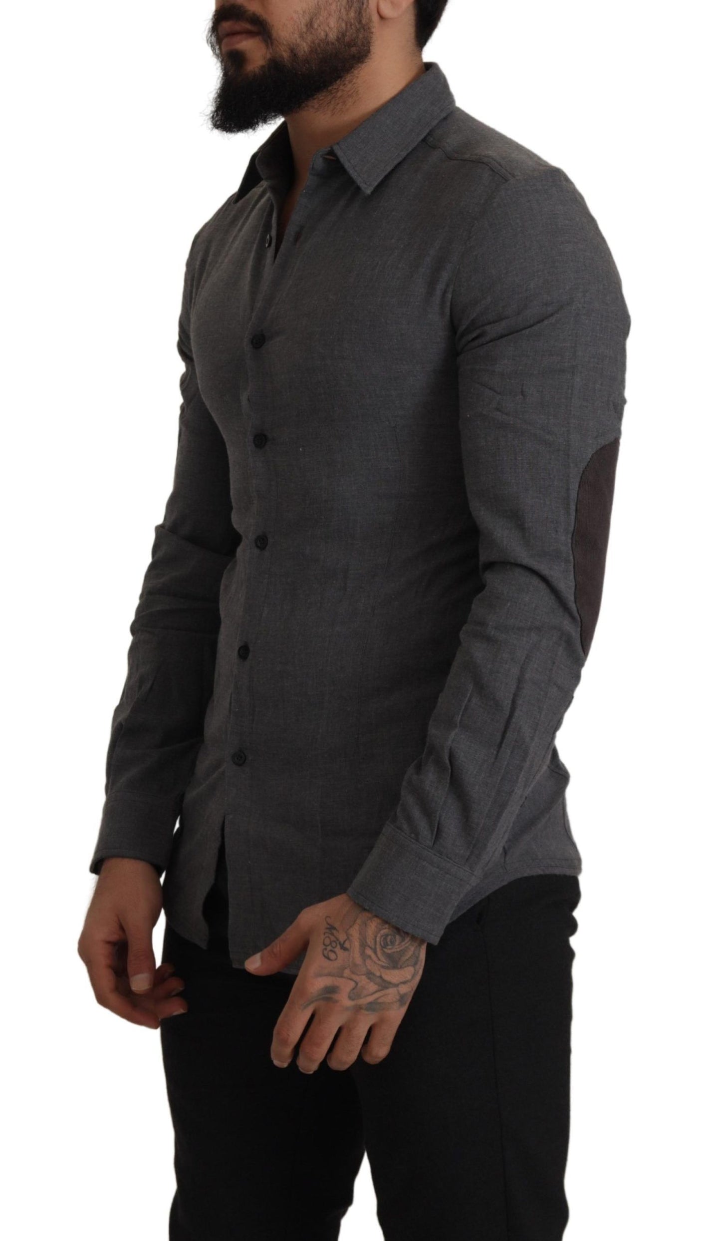 Chemise décontractée en coton gris foncé pour hommes