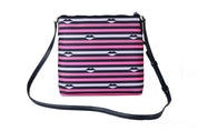 Jae Nylon Leather Flat Pink Striped Multi Crossbody HandBag Purse