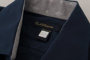 Navy Elegance Cotton Dress Shirt