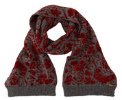 Red Grey Knitted Wrap Warmer Womens Shawl Scarf