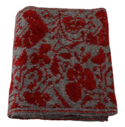 Red Grey Knitted Wrap Warmer Womens Shawl Scarf