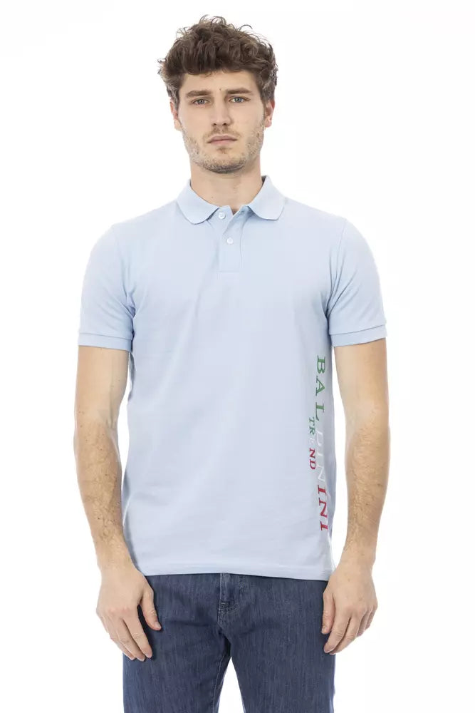 Hellblaues Baumwoll-Poloshirt