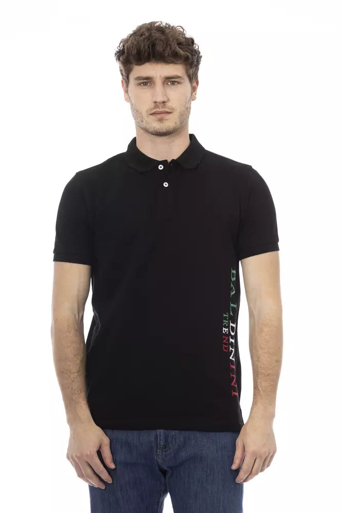 Schwarzes Baumwoll-Poloshirt