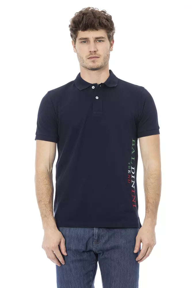 Blaues Baumwoll-Poloshirt