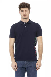 Blaues Baumwoll-Poloshirt