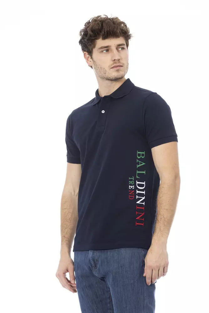 Blaues Baumwoll-Poloshirt