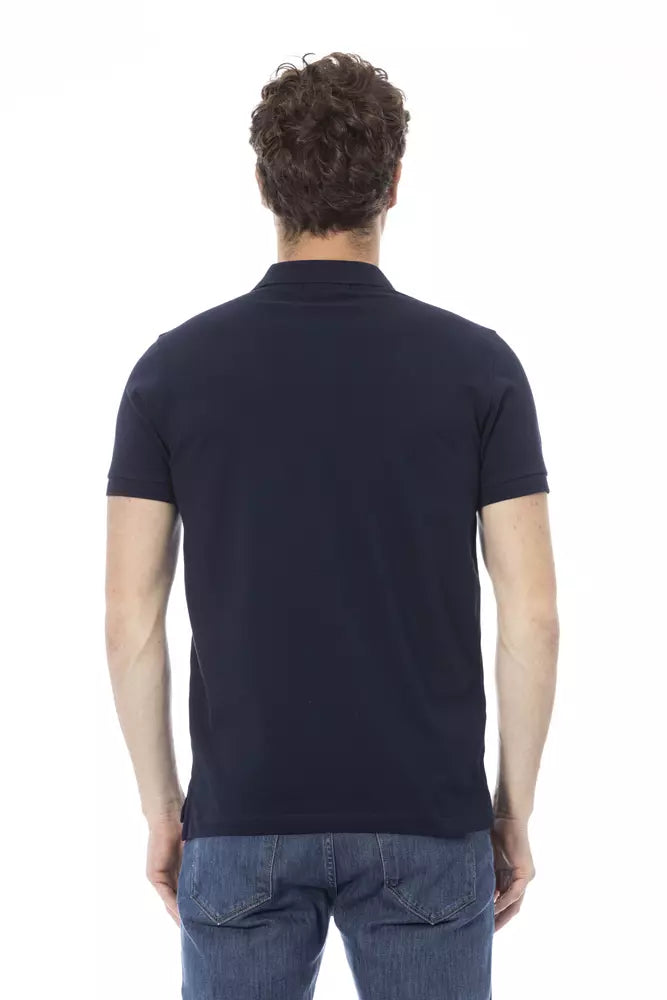 Blaues Baumwoll-Poloshirt