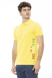 Yellow Cotton Men Polo