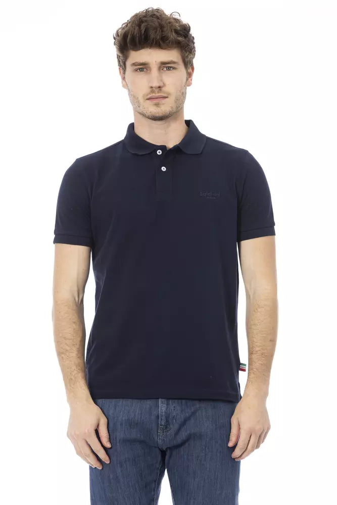 Blaues Baumwoll-Poloshirt