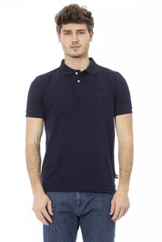 Blaues Baumwoll-Poloshirt