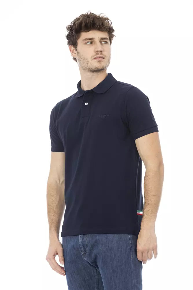 Blaues Baumwoll-Poloshirt