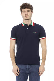 Blaues Baumwoll-Poloshirt