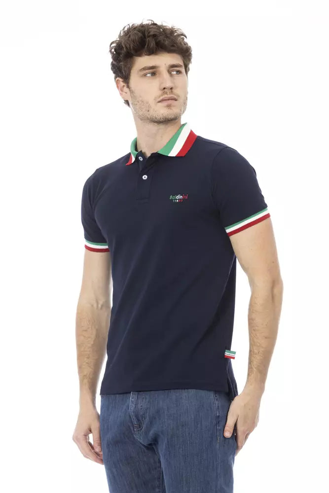 Blaues Baumwoll-Poloshirt