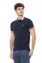 Blaues Baumwoll-Poloshirt