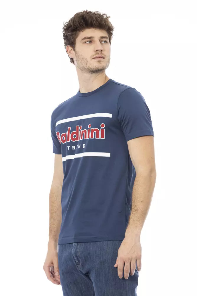 Blue Cotton Men T-Shirt