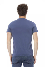 Blue Cotton Men T-Shirt