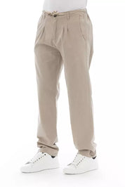 Beige Cotton Men Chino Pants