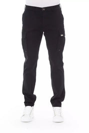 Sleek Black Cargo Trousers - Stretch Cotton Blend