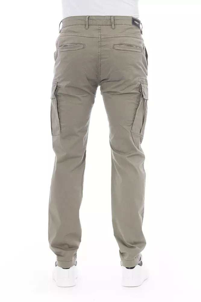 Beige Cotton Men Cargo Trouser