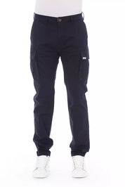 Blue Cotton Men's Cargo Trousers