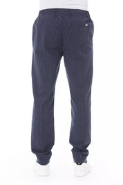 Blue Cotton Men Pant