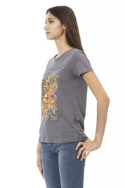 Gray Cotton Women T-Shirt