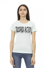 Light Blue Cotton Women T-Shirt