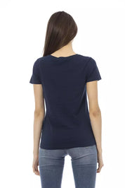 Blue Cotton Women T-Shirt