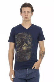 Blue Cotton Men T-Shirt