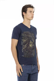 Blue Cotton Men T-Shirt