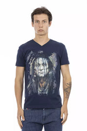 Blue Cotton Men T-Shirt