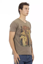 Brown Cotton Men T-Shirt