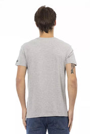 Gray Cotton Men V-Neck T-Shirt