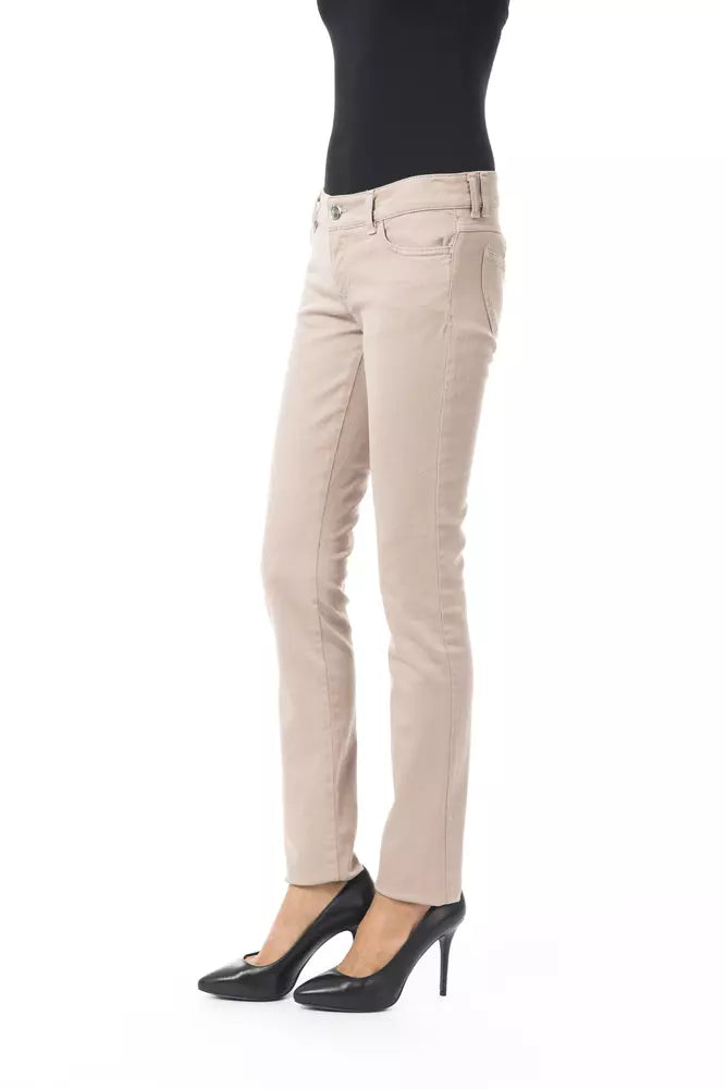 Beige Cotton Women Pant