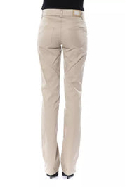 Beige Cotton Women Pant