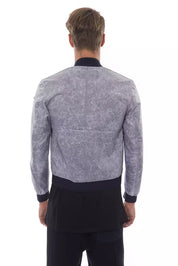 Gray Polyester Men's Bomber Jacket