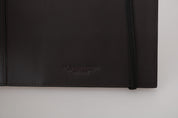 Bifold-Reisebrieftasche aus schwarzem Leder mit Logo