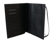 Bifold-Reisebrieftasche aus schwarzem Leder mit Logo