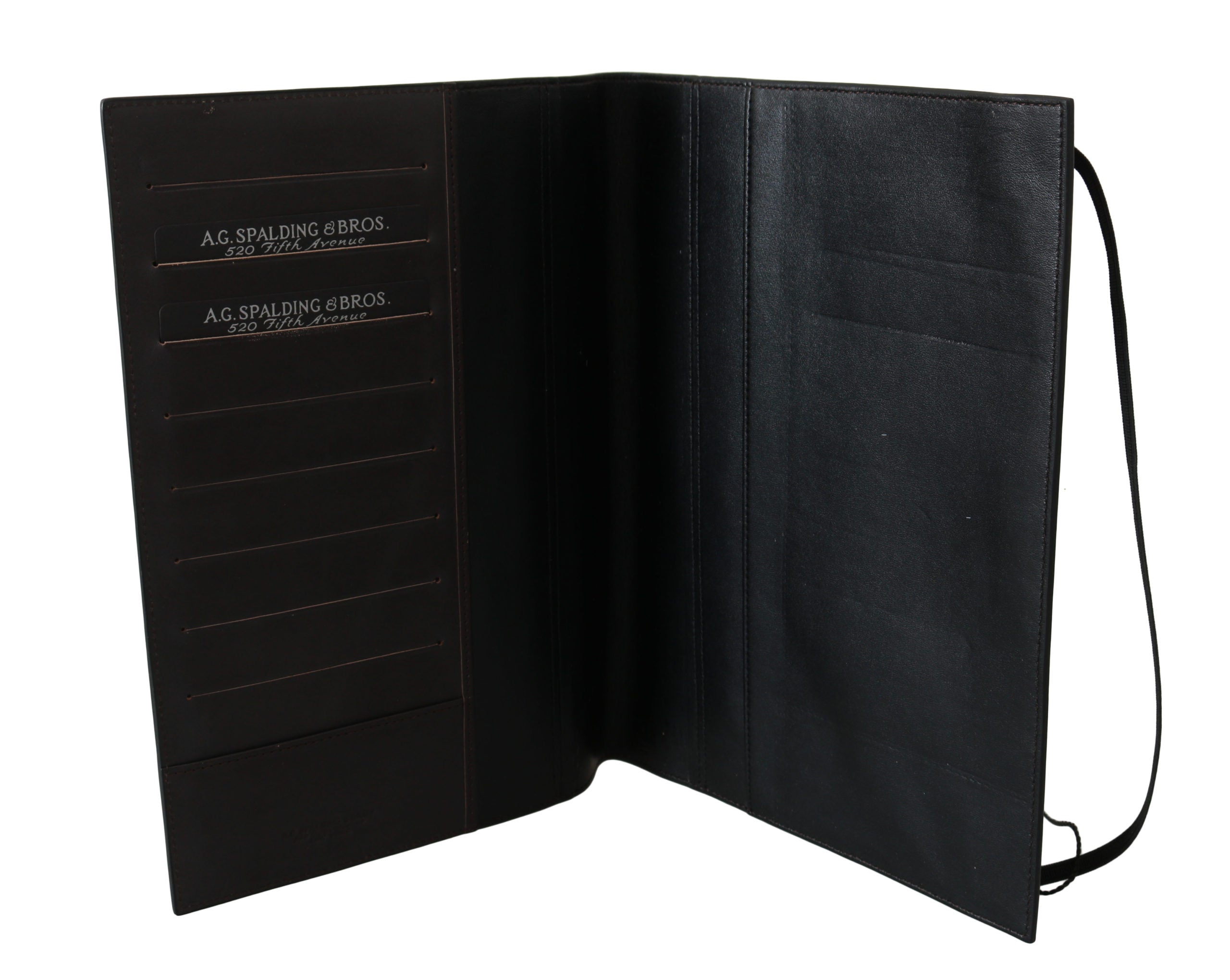 Bifold-Reisebrieftasche aus schwarzem Leder mit Logo