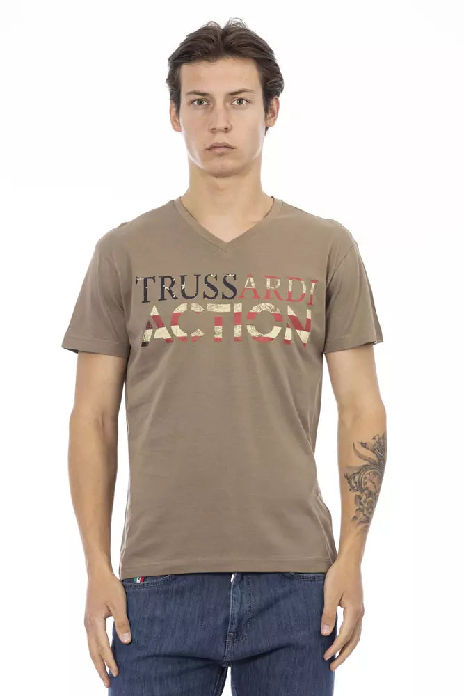 Brown Cotton Men's T-Shirt