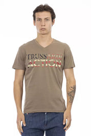 Brown Cotton Men's T-Shirt