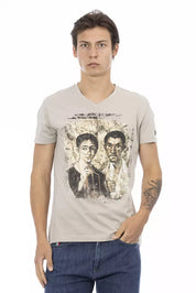 Beige Cotton Men T-Shirt