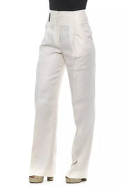 Jeans et pantalons en lin beige/blanc