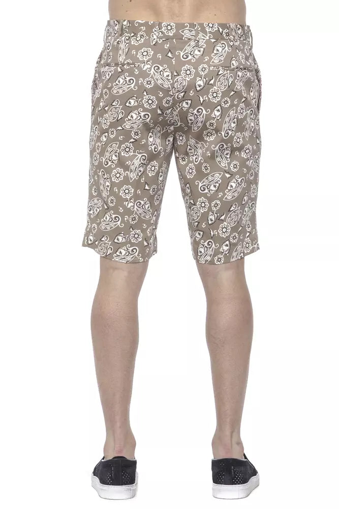 Beige Cotton Mens Bermuda Short