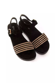 Gold Textile Women Sandal