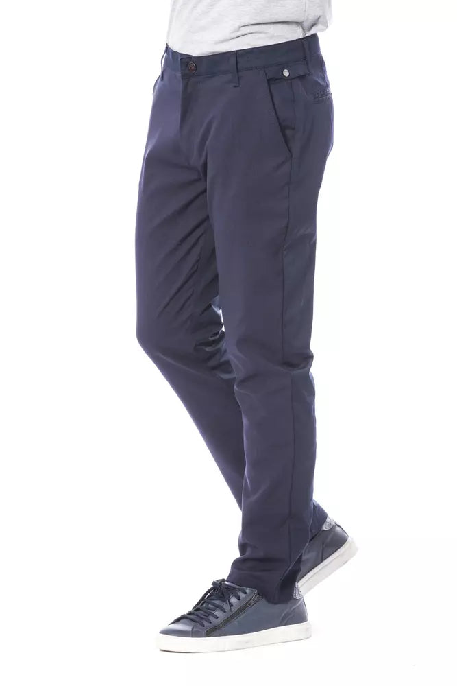 Blue Polyester Men Pant