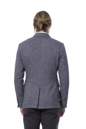 Blue Polyester Men Blazer