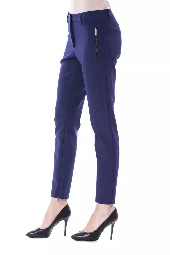 Blue Polyester Women Pants