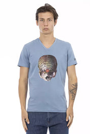 Light Blue Cotton Men T-Shirt